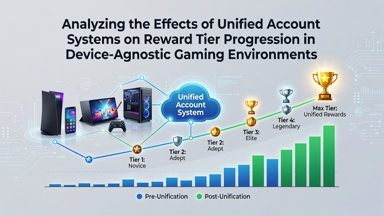 Unified account login screen across multiple gaming devices showing synchronized reward tiers