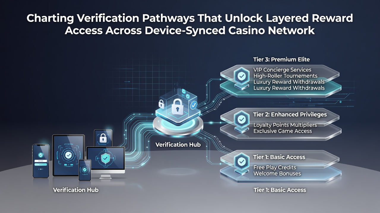 Diagram showing reward layers unlocked through device verification steps