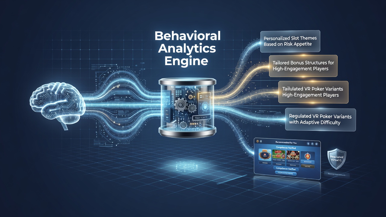 Secure virtual casino lobby interface displaying personalized game suggestions based on behavioral data