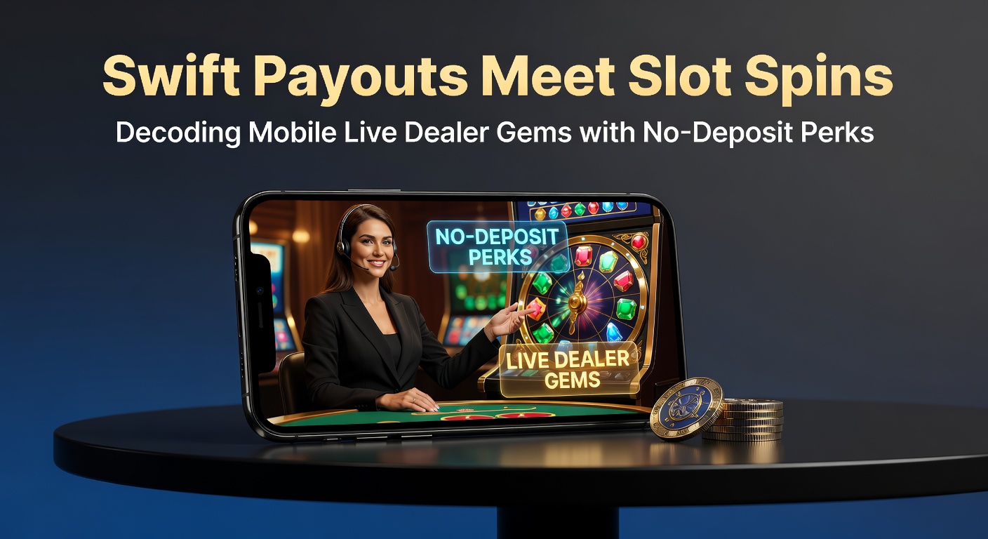 Vibrant mobile screen displaying fast payout notifications alongside spinning slot reels and live dealer blackjack tables, highlighting no-deposit bonus offers