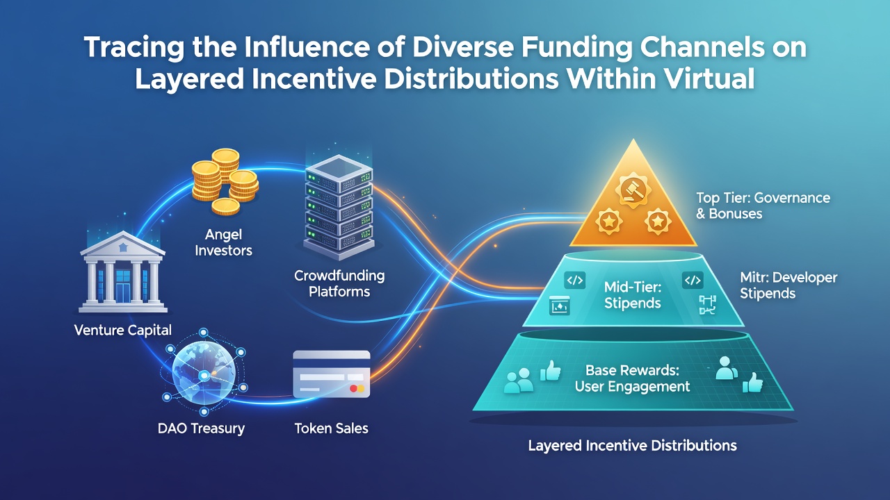 Flowchart illustrating layered incentive distributions funded by varied revenue channels in virtual reel systems